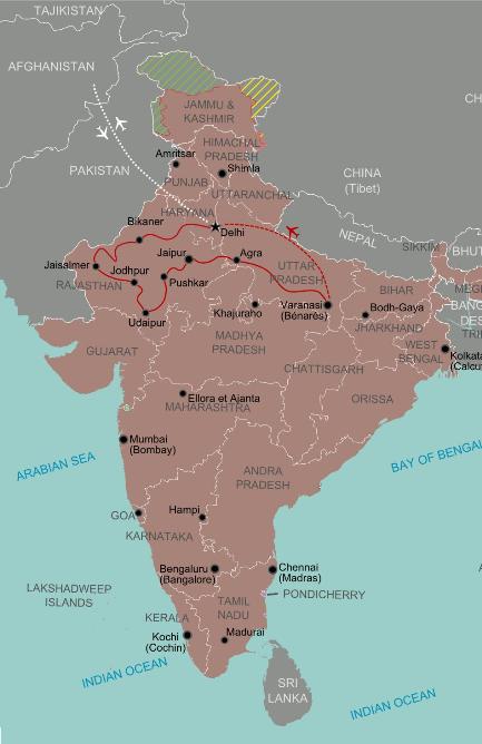 Itinerario del mio viaggio in India