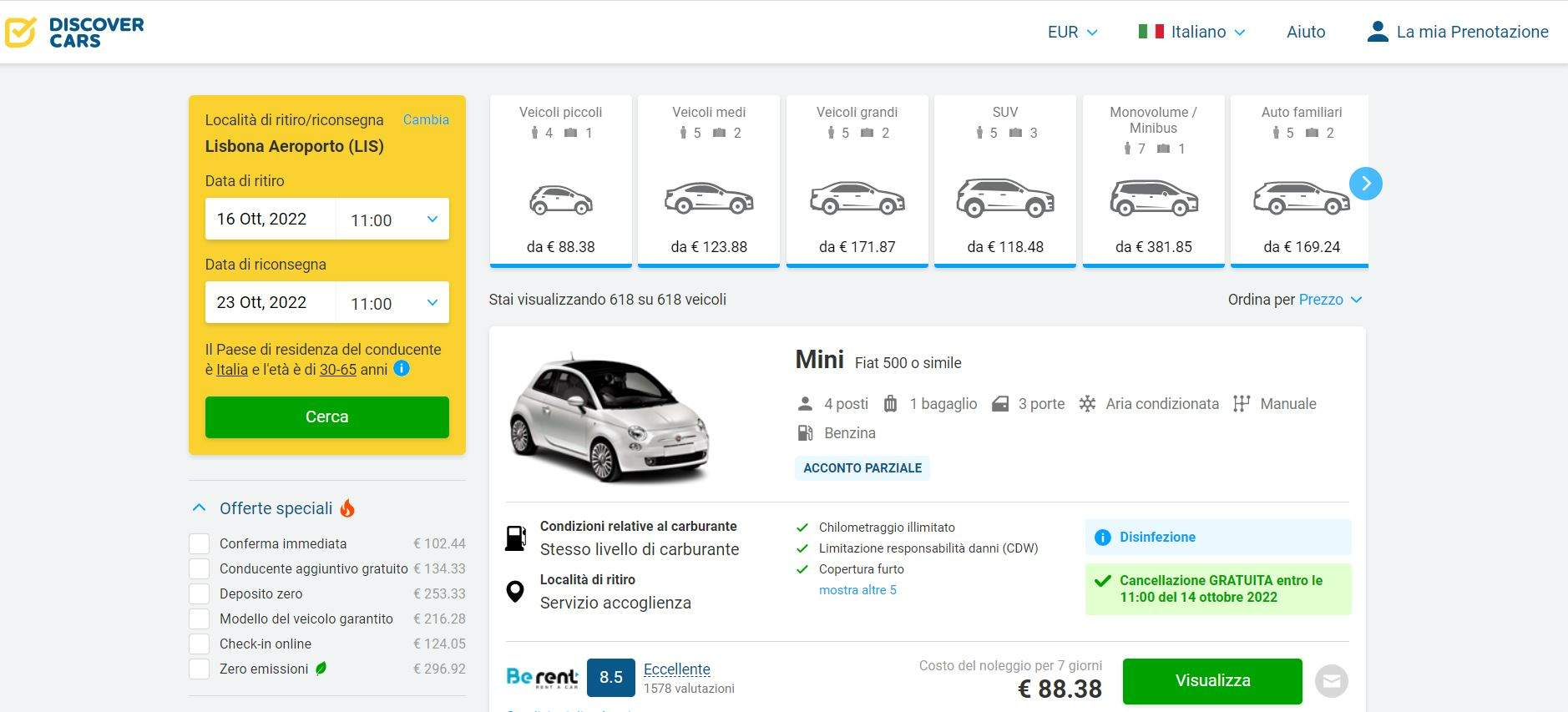 Noleggio auto Portogallo Low Cost