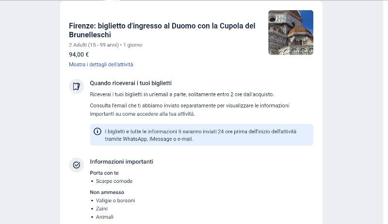 Voucher del biglietto online di Martina per la Cupola del Brunelleschi